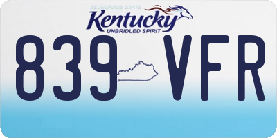 KY license plate 839VFR
