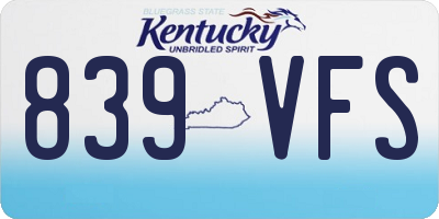 KY license plate 839VFS
