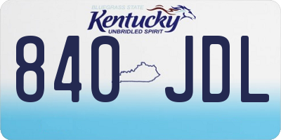 KY license plate 840JDL