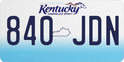 KY license plate 840JDN