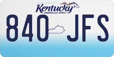 KY license plate 840JFS