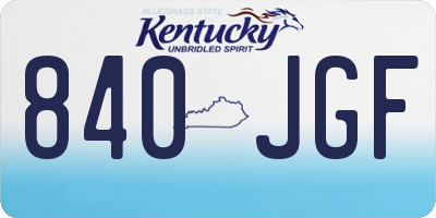 KY license plate 840JGF