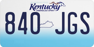 KY license plate 840JGS
