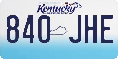 KY license plate 840JHE