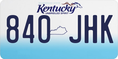 KY license plate 840JHK