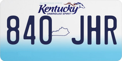 KY license plate 840JHR