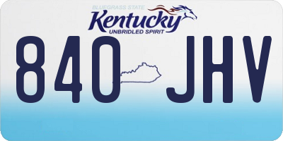 KY license plate 840JHV