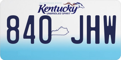 KY license plate 840JHW