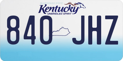 KY license plate 840JHZ