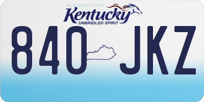 KY license plate 840JKZ