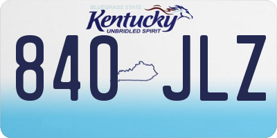 KY license plate 840JLZ