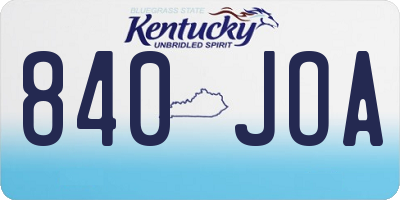 KY license plate 840JOA