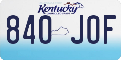 KY license plate 840JOF
