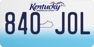 KY license plate 840JOL