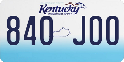 KY license plate 840JOO