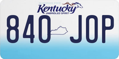KY license plate 840JOP