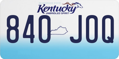 KY license plate 840JOQ
