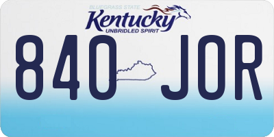 KY license plate 840JOR