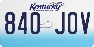 KY license plate 840JOV