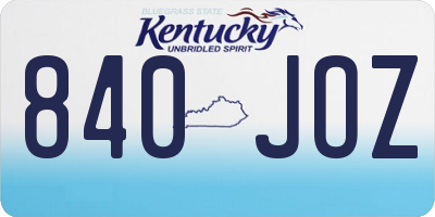 KY license plate 840JOZ