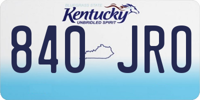 KY license plate 840JRO
