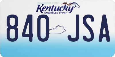 KY license plate 840JSA