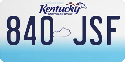 KY license plate 840JSF