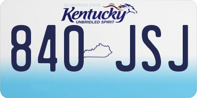 KY license plate 840JSJ