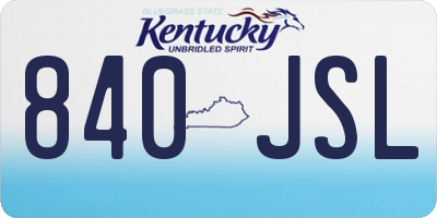 KY license plate 840JSL