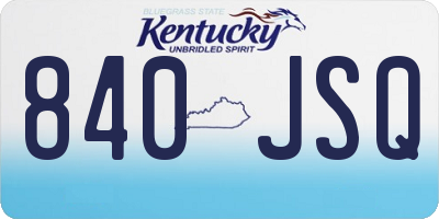 KY license plate 840JSQ