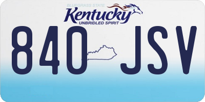 KY license plate 840JSV