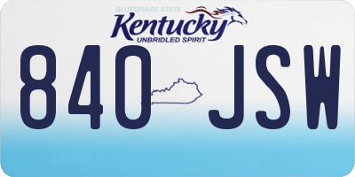 KY license plate 840JSW