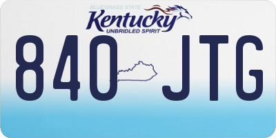 KY license plate 840JTG