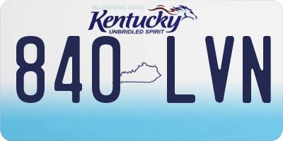 KY license plate 840LVN