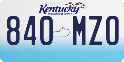 KY license plate 840MZO