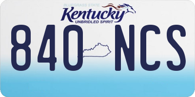 KY license plate 840NCS