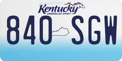 KY license plate 840SGW