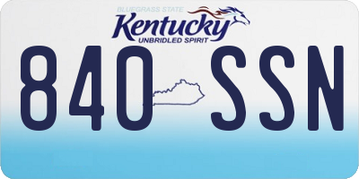 KY license plate 840SSN