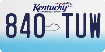KY license plate 840TUW