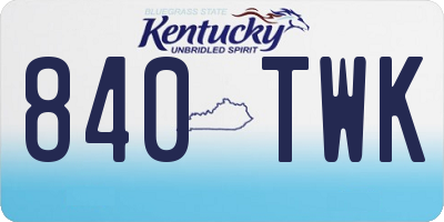 KY license plate 840TWK