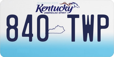 KY license plate 840TWP