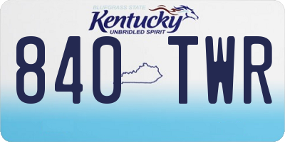 KY license plate 840TWR