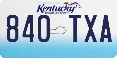 KY license plate 840TXA
