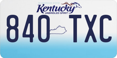 KY license plate 840TXC