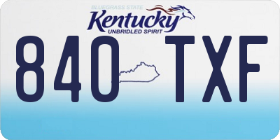 KY license plate 840TXF