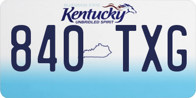 KY license plate 840TXG