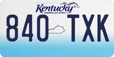 KY license plate 840TXK
