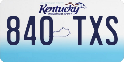 KY license plate 840TXS
