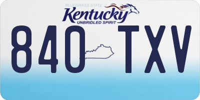 KY license plate 840TXV