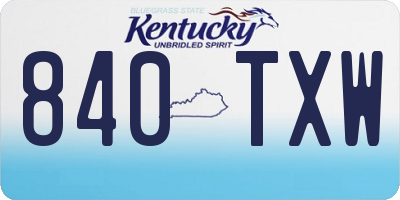 KY license plate 840TXW
